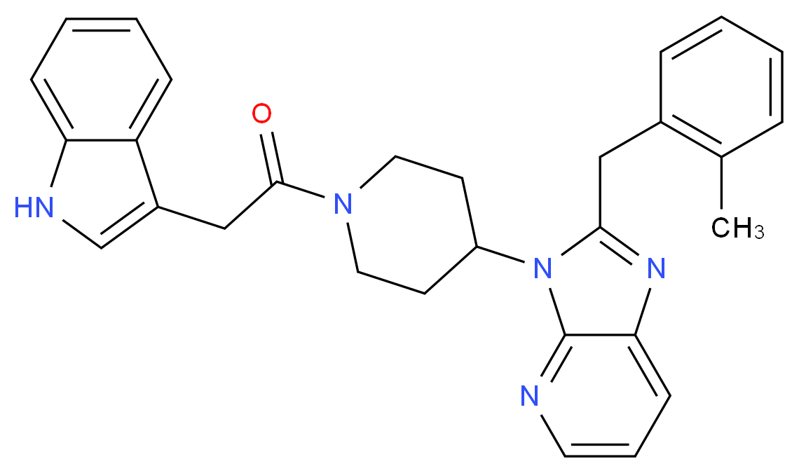 3-[1-(1H-indol-3-ylacetyl)-4-piperidinyl]-2-(2-methylbenzyl)-3H-imidazo[4,5-b]pyridine_Molecular_structure_CAS_)