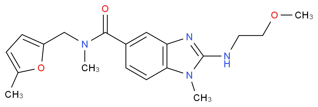 2-[(2-methoxyethyl)amino]-N,1-dimethyl-N-[(5-methyl-2-furyl)methyl]-1H-benzimidazole-5-carboxamide_Molecular_structure_CAS_)
