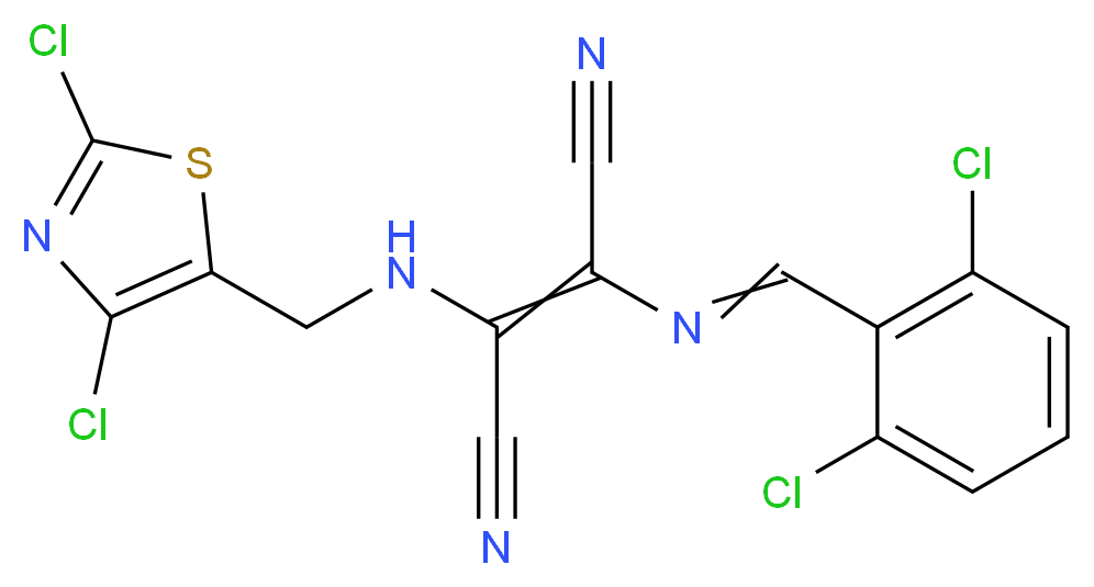 2-[(2,6-dichlorobenzylidene)amino]-3-{[(2,4-dichloro-1,3-thiazol-5-yl)methyl]amino}but-2-enedinitrile_Molecular_structure_CAS_)