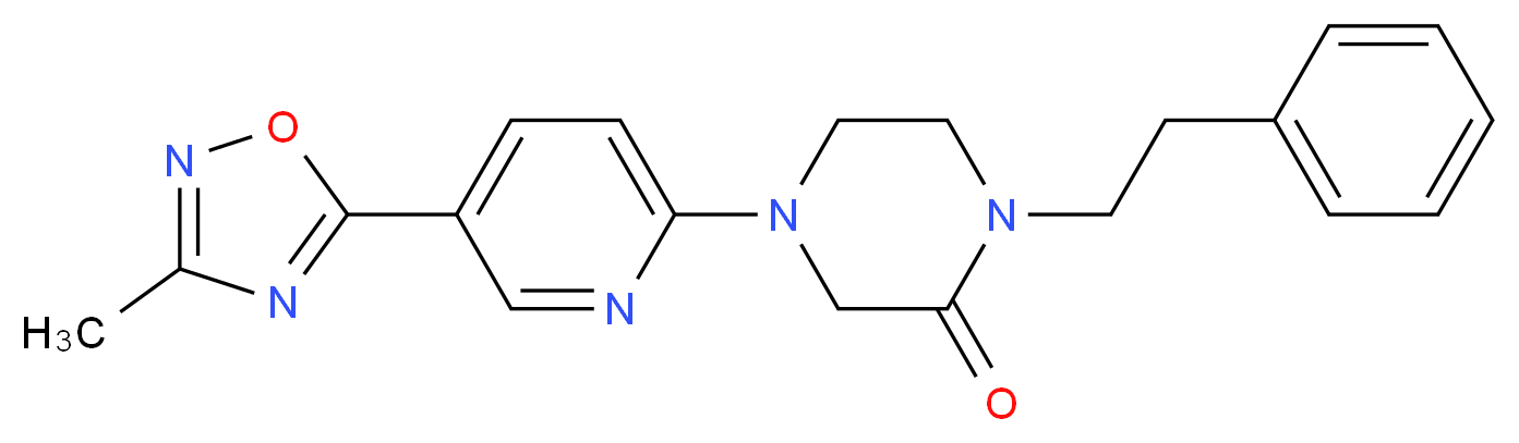 4-[5-(3-methyl-1,2,4-oxadiazol-5-yl)pyridin-2-yl]-1-(2-phenylethyl)piperazin-2-one_Molecular_structure_CAS_)