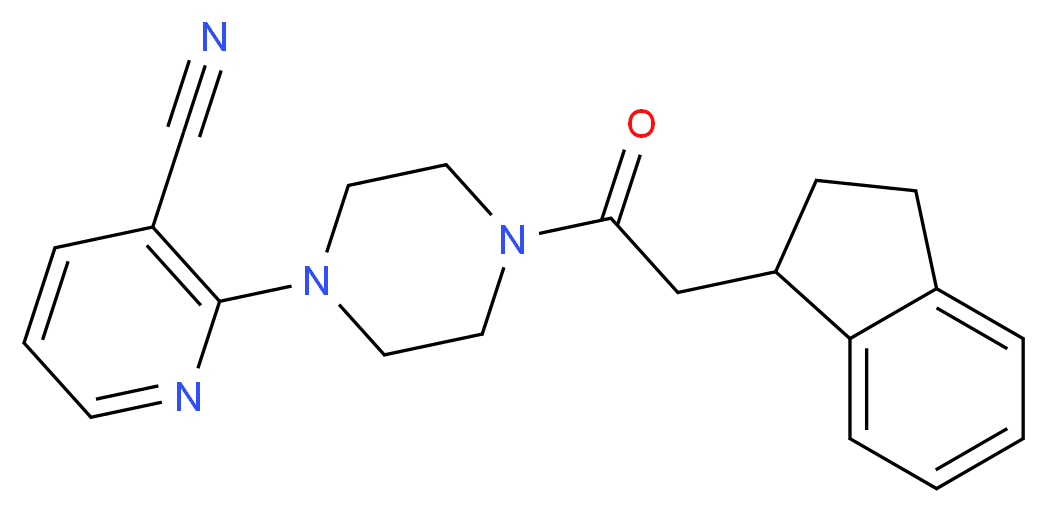2-[4-(2,3-dihydro-1H-inden-1-ylacetyl)-1-piperazinyl]nicotinonitrile_Molecular_structure_CAS_)