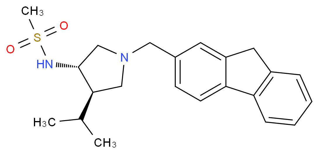 N-[(3S*,4R*)-1-(9H-fluoren-2-ylmethyl)-4-isopropylpyrrolidin-3-yl]methanesulfonamide_Molecular_structure_CAS_)
