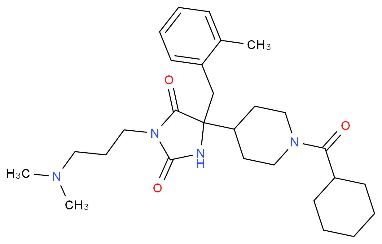 5-[1-(cyclohexylcarbonyl)-4-piperidinyl]-3-[3-(dimethylamino)propyl]-5-(2-methylbenzyl)-2,4-imidazolidinedione_Molecular_structure_CAS_)
