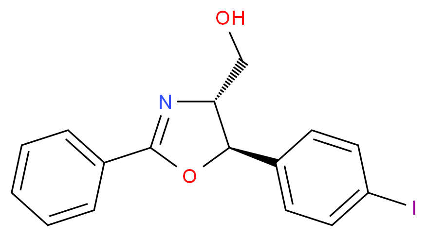((4R,5R)-5-(4-Iodophenyl)-2-phenyl-4,5-dihydrooxazol-4-yl)methanol_Molecular_structure_CAS_927689-68-7)