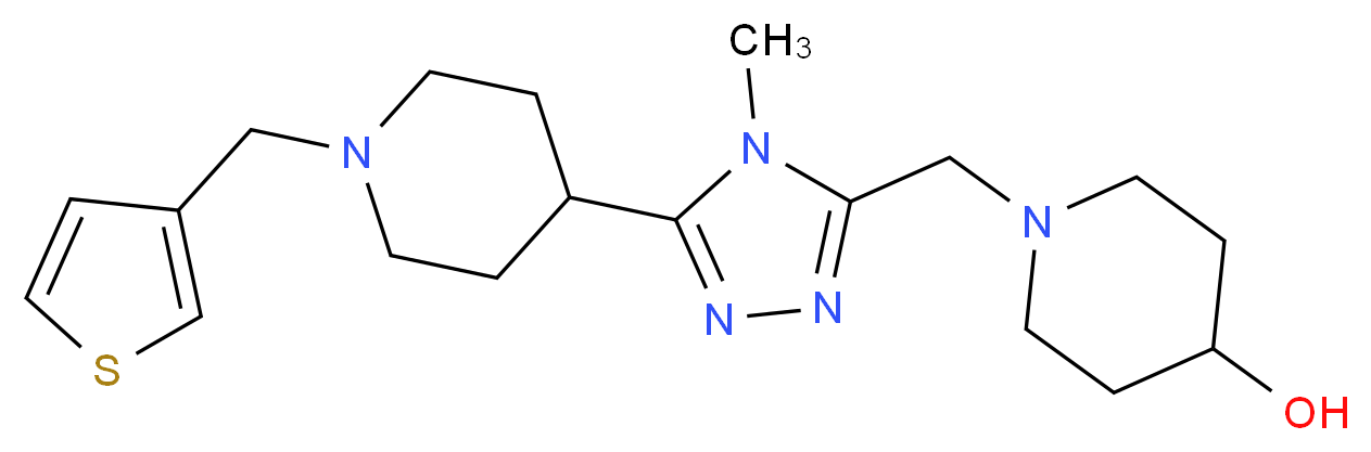 1-({4-methyl-5-[1-(3-thienylmethyl)piperidin-4-yl]-4H-1,2,4-triazol-3-yl}methyl)piperidin-4-ol_Molecular_structure_CAS_)