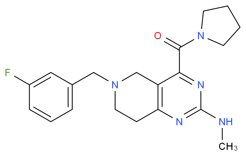 6-(3-fluorobenzyl)-N-methyl-4-(1-pyrrolidinylcarbonyl)-5,6,7,8-tetrahydropyrido[4,3-d]pyrimidin-2-amine_Molecular_structure_CAS_)