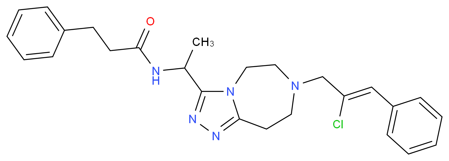N-(1-{7-[(2Z)-2-chloro-3-phenyl-2-propen-1-yl]-6,7,8,9-tetrahydro-5H-[1,2,4]triazolo[4,3-d][1,4]diazepin-3-yl}ethyl)-3-phenylpropanamide_Molecular_structure_CAS_)