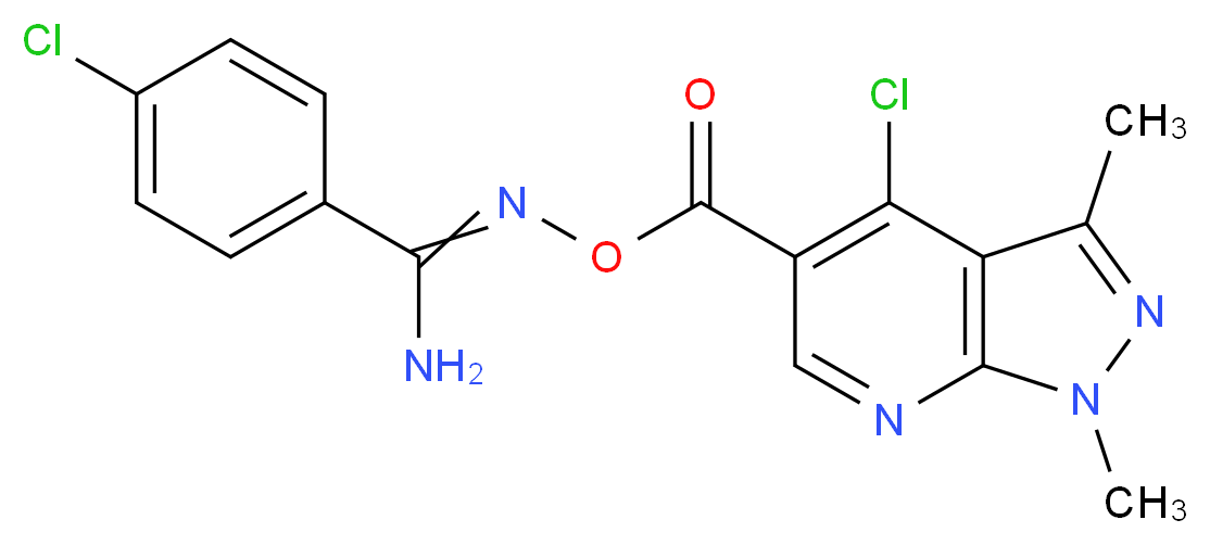 O1-[(4-chloro-1,3-dimethyl-1H-pyrazolo[3,4-b]pyridin-5-yl)carbonyl]-4-chlorobenzene-1-carbohydroximamide_Molecular_structure_CAS_)