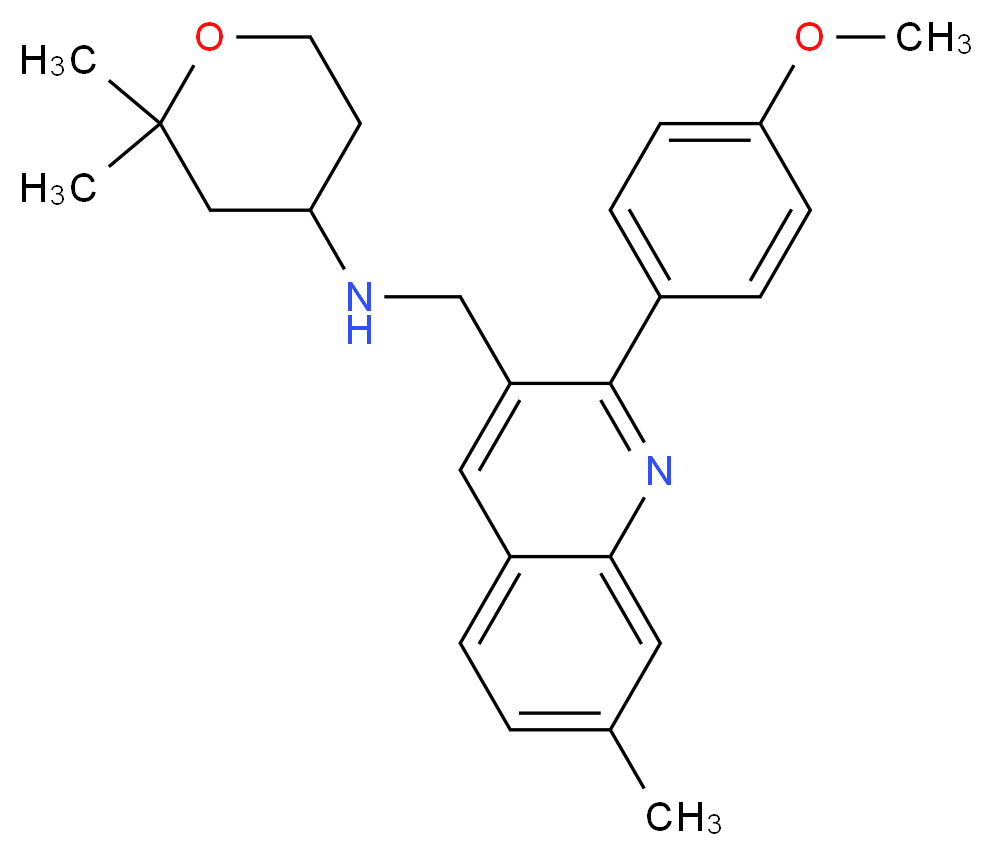(2,2-dimethyltetrahydro-2H-pyran-4-yl){[2-(4-methoxyphenyl)-7-methyl-3-quinolinyl]methyl}amine_Molecular_structure_CAS_)