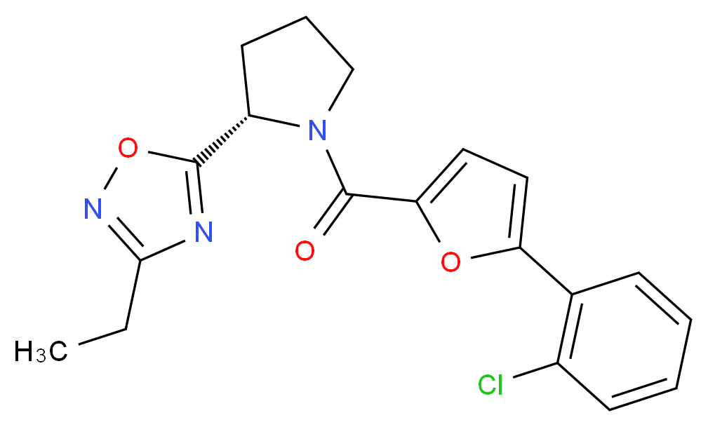 5-{(2S)-1-[5-(2-chlorophenyl)-2-furoyl]-2-pyrrolidinyl}-3-ethyl-1,2,4-oxadiazole_Molecular_structure_CAS_)
