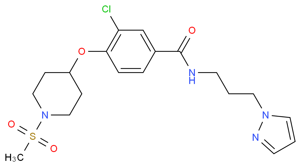 3-chloro-4-{[1-(methylsulfonyl)-4-piperidinyl]oxy}-N-[3-(1H-pyrazol-1-yl)propyl]benzamide_Molecular_structure_CAS_)