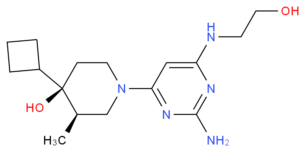 (3R*,4R*)-1-{2-amino-6-[(2-hydroxyethyl)amino]-4-pyrimidinyl}-4-cyclobutyl-3-methyl-4-piperidinol_Molecular_structure_CAS_)