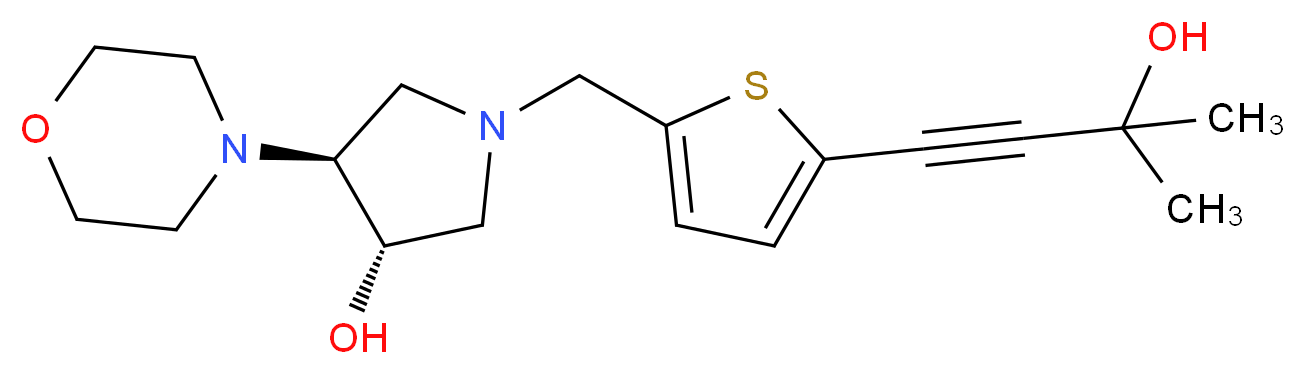 (3S*,4S*)-1-{[5-(3-hydroxy-3-methyl-1-butyn-1-yl)-2-thienyl]methyl}-4-(4-morpholinyl)-3-pyrrolidinol_Molecular_structure_CAS_)