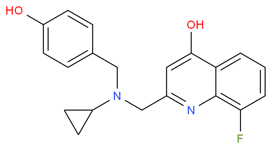 2-{[cyclopropyl(4-hydroxybenzyl)amino]methyl}-8-fluoroquinolin-4-ol_Molecular_structure_CAS_)