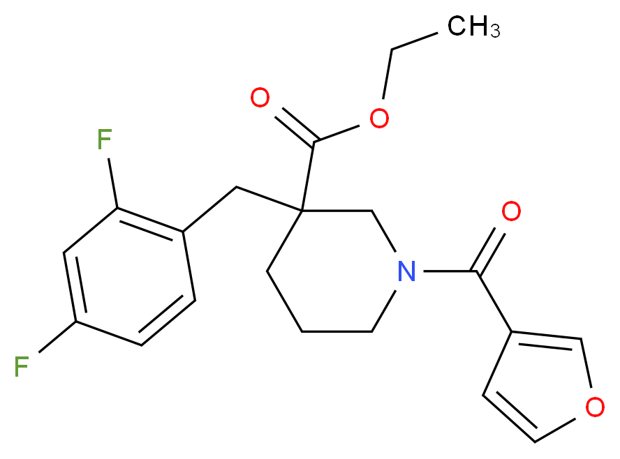 ethyl 3-(2,4-difluorobenzyl)-1-(3-furoyl)-3-piperidinecarboxylate_Molecular_structure_CAS_)