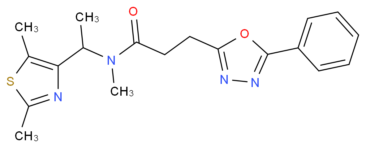 N-[1-(2,5-dimethyl-1,3-thiazol-4-yl)ethyl]-N-methyl-3-(5-phenyl-1,3,4-oxadiazol-2-yl)propanamide_Molecular_structure_CAS_)