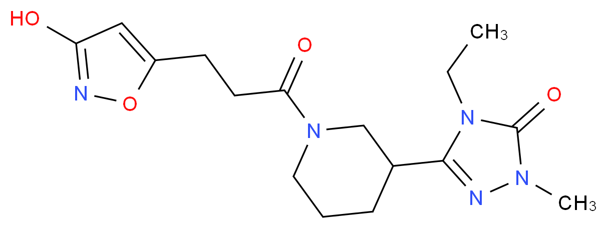 4-ethyl-5-{1-[3-(3-hydroxyisoxazol-5-yl)propanoyl]piperidin-3-yl}-2-methyl-2,4-dihydro-3H-1,2,4-triazol-3-one_Molecular_structure_CAS_)