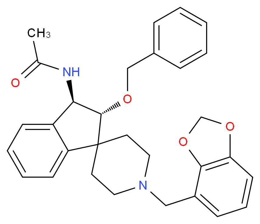 N-[(2R*,3R*)-1'-(1,3-benzodioxol-4-ylmethyl)-2-(benzyloxy)-2,3-dihydrospiro[indene-1,4'-piperidin]-3-yl]acetamide_Molecular_structure_CAS_)