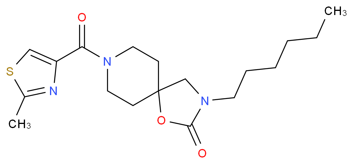 3-hexyl-8-[(2-methyl-1,3-thiazol-4-yl)carbonyl]-1-oxa-3,8-diazaspiro[4.5]decan-2-one_Molecular_structure_CAS_)