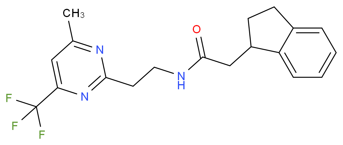 2-(2,3-dihydro-1H-inden-1-yl)-N-{2-[4-methyl-6-(trifluoromethyl)-2-pyrimidinyl]ethyl}acetamide_Molecular_structure_CAS_)