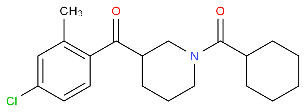 (4-chloro-2-methylphenyl)[1-(cyclohexylcarbonyl)-3-piperidinyl]methanone_Molecular_structure_CAS_)
