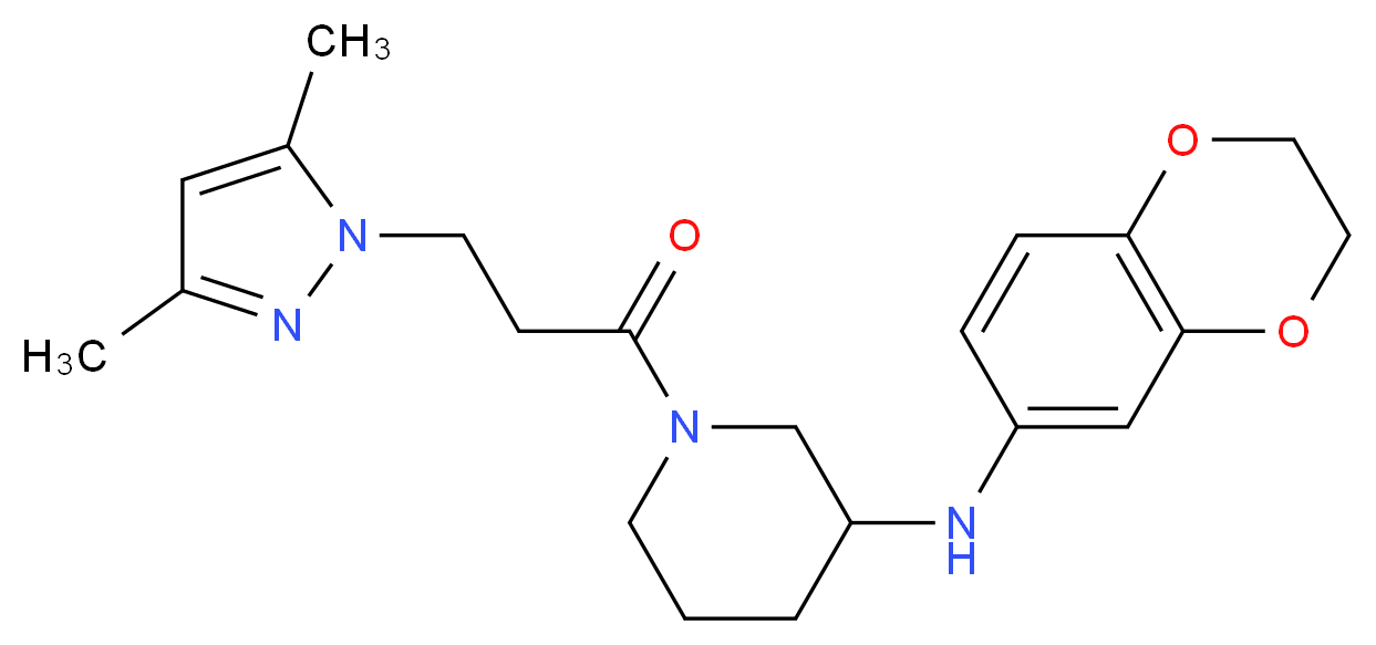 N-(2,3-dihydro-1,4-benzodioxin-6-yl)-1-[3-(3,5-dimethyl-1H-pyrazol-1-yl)propanoyl]-3-piperidinamine_Molecular_structure_CAS_)
