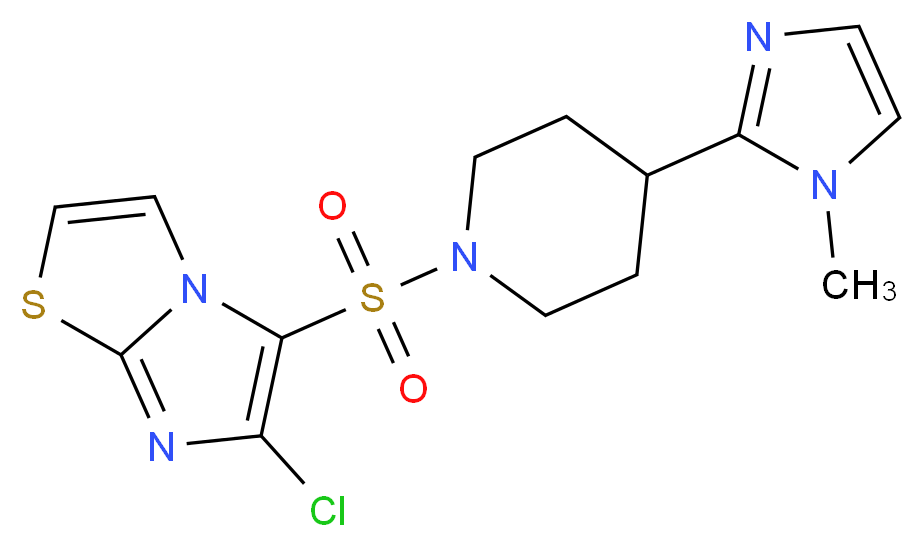 6-chloro-5-{[4-(1-methyl-1H-imidazol-2-yl)-1-piperidinyl]sulfonyl}imidazo[2,1-b][1,3]thiazole_Molecular_structure_CAS_)