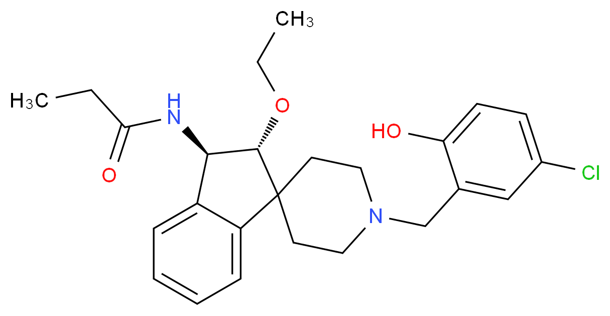 N-[(2R*,3R*)-1'-(5-chloro-2-hydroxybenzyl)-2-ethoxy-2,3-dihydrospiro[indene-1,4'-piperidin]-3-yl]propanamide_Molecular_structure_CAS_)