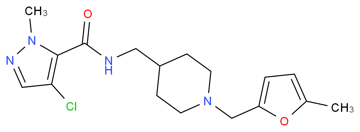 4-chloro-1-methyl-N-({1-[(5-methyl-2-furyl)methyl]piperidin-4-yl}methyl)-1H-pyrazole-5-carboxamide_Molecular_structure_CAS_)