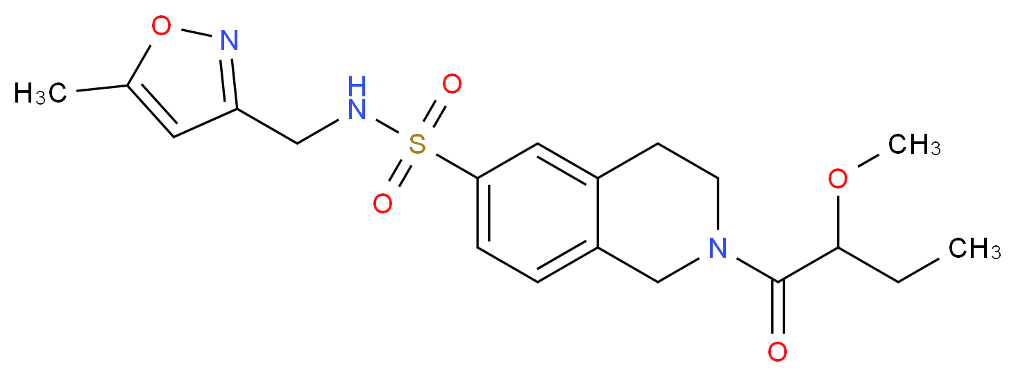 2-(2-methoxybutanoyl)-N-[(5-methylisoxazol-3-yl)methyl]-1,2,3,4-tetrahydroisoquinoline-6-sulfonamide_Molecular_structure_CAS_)