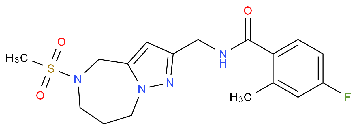 4-fluoro-2-methyl-N-{[5-(methylsulfonyl)-5,6,7,8-tetrahydro-4H-pyrazolo[1,5-a][1,4]diazepin-2-yl]methyl}benzamide_Molecular_structure_CAS_)