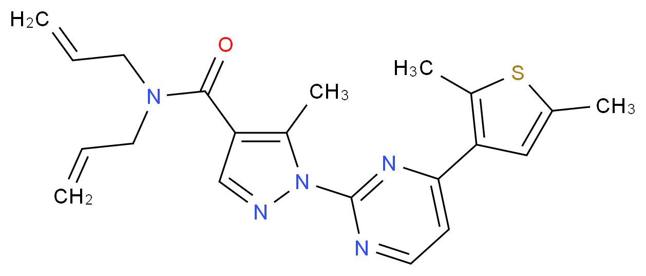 N,N-diallyl-1-[4-(2,5-dimethyl-3-thienyl)-2-pyrimidinyl]-5-methyl-1H-pyrazole-4-carboxamide_Molecular_structure_CAS_)