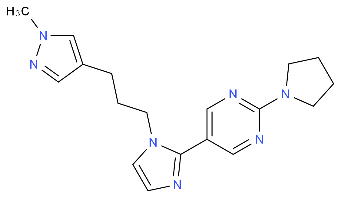 5-{1-[3-(1-methyl-1H-pyrazol-4-yl)propyl]-1H-imidazol-2-yl}-2-pyrrolidin-1-ylpyrimidine_Molecular_structure_CAS_)