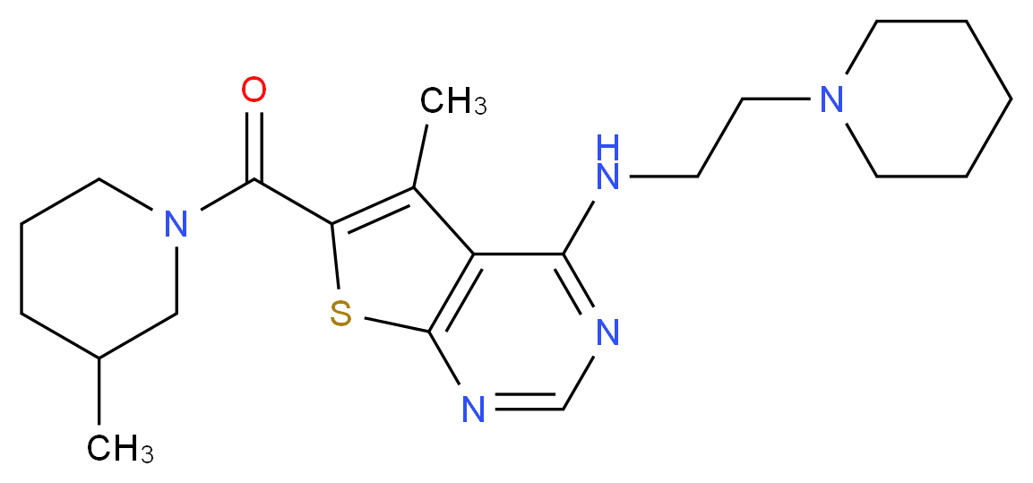 5-methyl-6-[(3-methyl-1-piperidinyl)carbonyl]-N-[2-(1-piperidinyl)ethyl]thieno[2,3-d]pyrimidin-4-amine_Molecular_structure_CAS_)