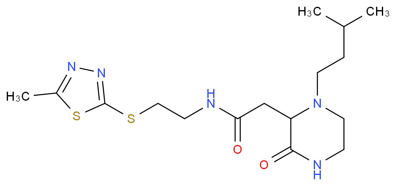 2-[1-(3-methylbutyl)-3-oxo-2-piperazinyl]-N-{2-[(5-methyl-1,3,4-thiadiazol-2-yl)thio]ethyl}acetamide_Molecular_structure_CAS_)