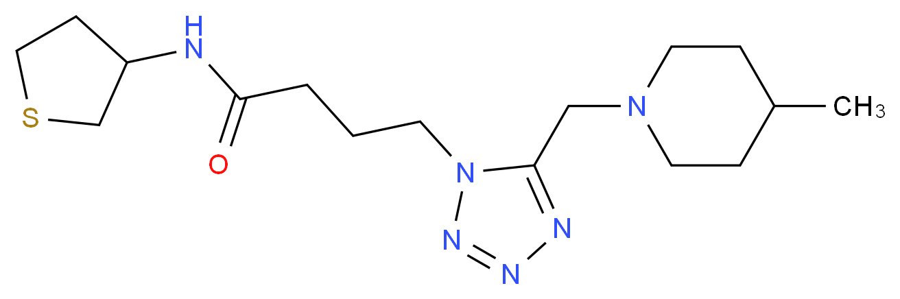 4-{5-[(4-methylpiperidin-1-yl)methyl]-1H-tetrazol-1-yl}-N-(tetrahydro-3-thienyl)butanamide_Molecular_structure_CAS_)