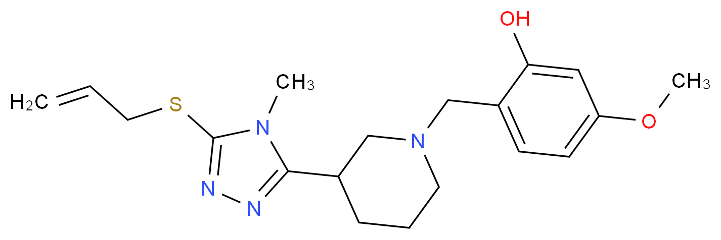 2-({3-[5-(allylthio)-4-methyl-4H-1,2,4-triazol-3-yl]-1-piperidinyl}methyl)-5-methoxyphenol_Molecular_structure_CAS_)