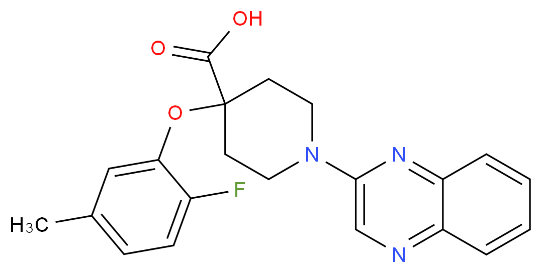 4-(2-fluoro-5-methylphenoxy)-1-quinoxalin-2-ylpiperidine-4-carboxylic acid_Molecular_structure_CAS_)