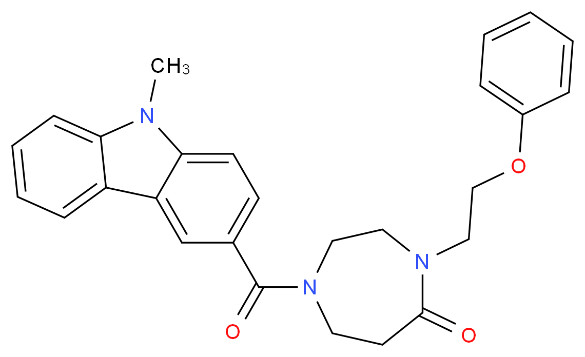 1-[(9-methyl-9H-carbazol-3-yl)carbonyl]-4-(2-phenoxyethyl)-1,4-diazepan-5-one_Molecular_structure_CAS_)