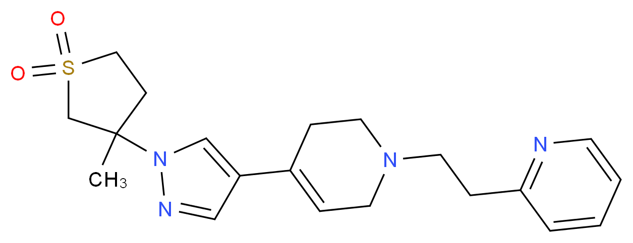 2-{2-[4-[1-(3-methyl-1,1-dioxidotetrahydro-3-thienyl)-1H-pyrazol-4-yl]-3,6-dihydropyridin-1(2H)-yl]ethyl}pyridine_Molecular_structure_CAS_)