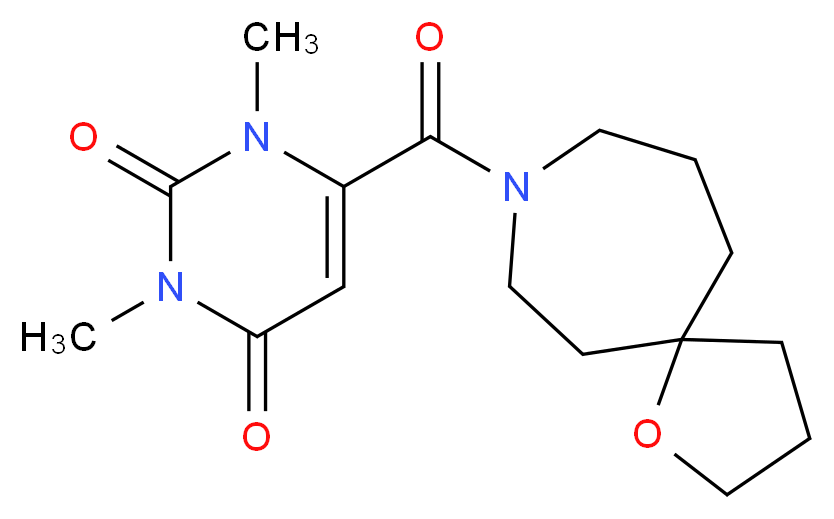 1,3-dimethyl-6-(1-oxa-8-azaspiro[4.6]undec-8-ylcarbonyl)pyrimidine-2,4(1H,3H)-dione_Molecular_structure_CAS_)
