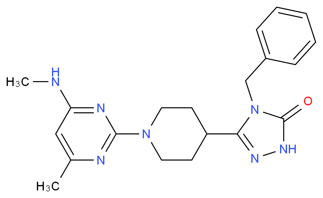 4-benzyl-5-{1-[4-methyl-6-(methylamino)-2-pyrimidinyl]-4-piperidinyl}-2,4-dihydro-3H-1,2,4-triazol-3-one_Molecular_structure_CAS_)