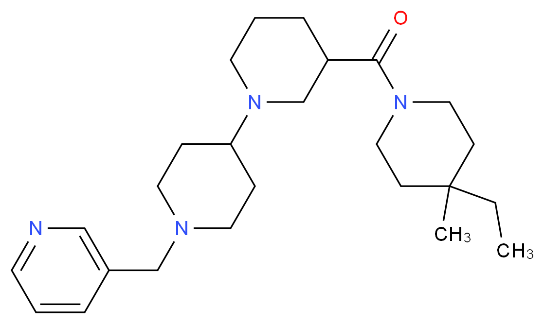 3-[(4-ethyl-4-methylpiperidin-1-yl)carbonyl]-1'-(pyridin-3-ylmethyl)-1,4'-bipiperidine_Molecular_structure_CAS_)