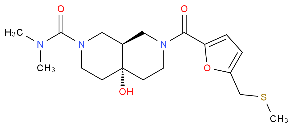 (4aR*,8aR*)-4a-hydroxy-N,N-dimethyl-7-{5-[(methylthio)methyl]-2-furoyl}octahydro-2,7-naphthyridine-2(1H)-carboxamide_Molecular_structure_CAS_)