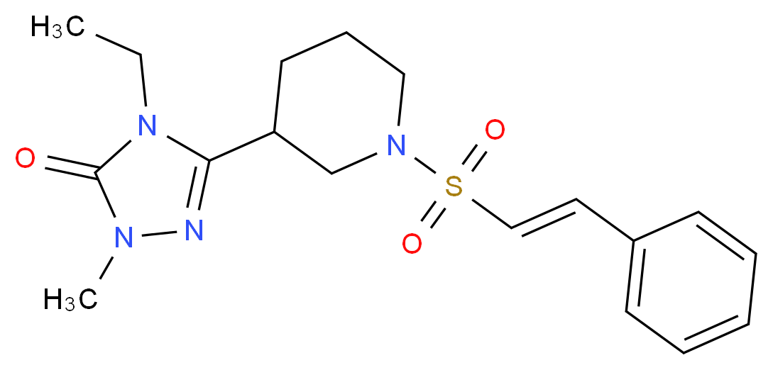 4-ethyl-2-methyl-5-(1-{[(E)-2-phenylvinyl]sulfonyl}piperidin-3-yl)-2,4-dihydro-3H-1,2,4-triazol-3-one_Molecular_structure_CAS_)