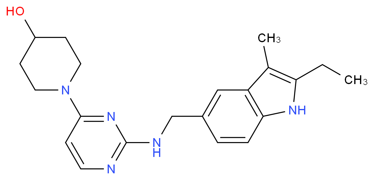 1-(2-{[(2-ethyl-3-methyl-1H-indol-5-yl)methyl]amino}pyrimidin-4-yl)piperidin-4-ol_Molecular_structure_CAS_)