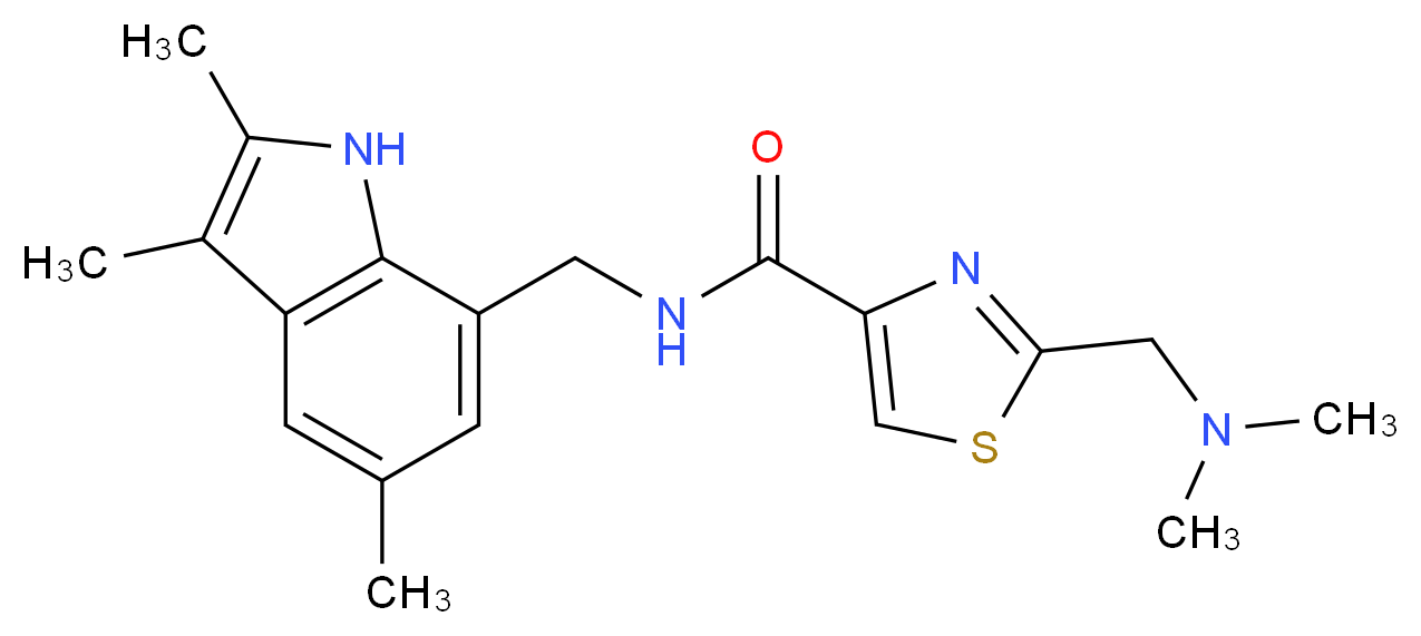 2-[(dimethylamino)methyl]-N-[(2,3,5-trimethyl-1H-indol-7-yl)methyl]-1,3-thiazole-4-carboxamide_Molecular_structure_CAS_)