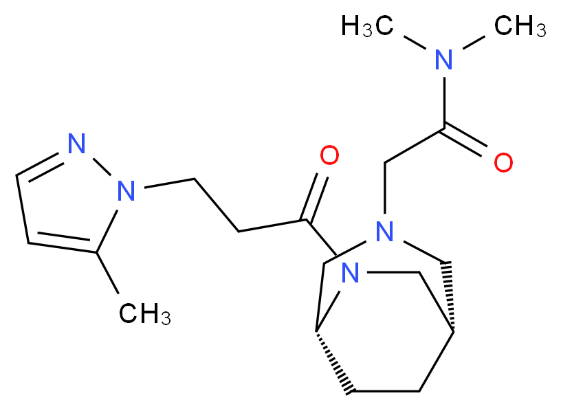 N,N-dimethyl-2-{(1S*,5R*)-6-[3-(5-methyl-1H-pyrazol-1-yl)propanoyl]-3,6-diazabicyclo[3.2.2]non-3-yl}acetamide_Molecular_structure_CAS_)