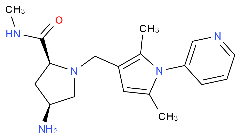 (2S,4S)-4-amino-1-[(2,5-dimethyl-1-pyridin-3-yl-1H-pyrrol-3-yl)methyl]-N-methylpyrrolidine-2-carboxamide_Molecular_structure_CAS_)