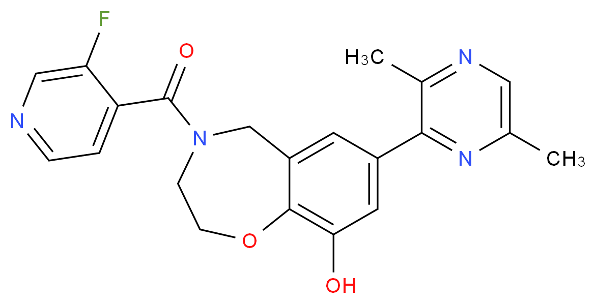 7-(3,6-dimethylpyrazin-2-yl)-4-(3-fluoroisonicotinoyl)-2,3,4,5-tetrahydro-1,4-benzoxazepin-9-ol_Molecular_structure_CAS_)